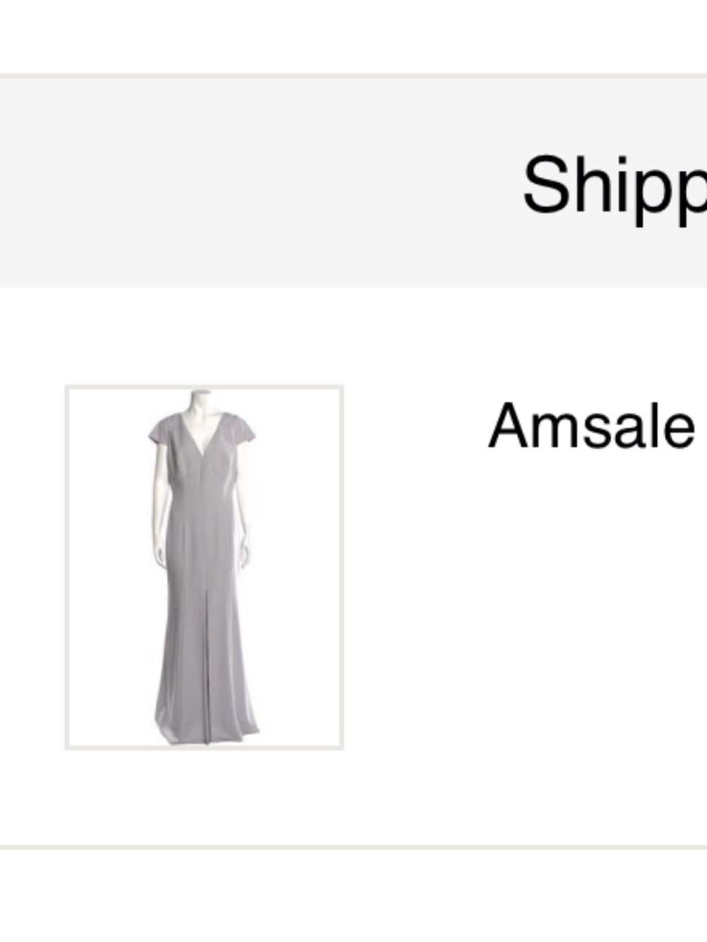 Amsale Gray V-Neck (front and back) Cap Sleeve Gown with High Slit - Size 12 - Picture 5 of 5